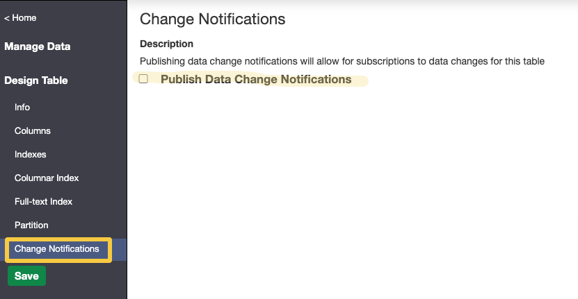 Publish Data Change Notifications