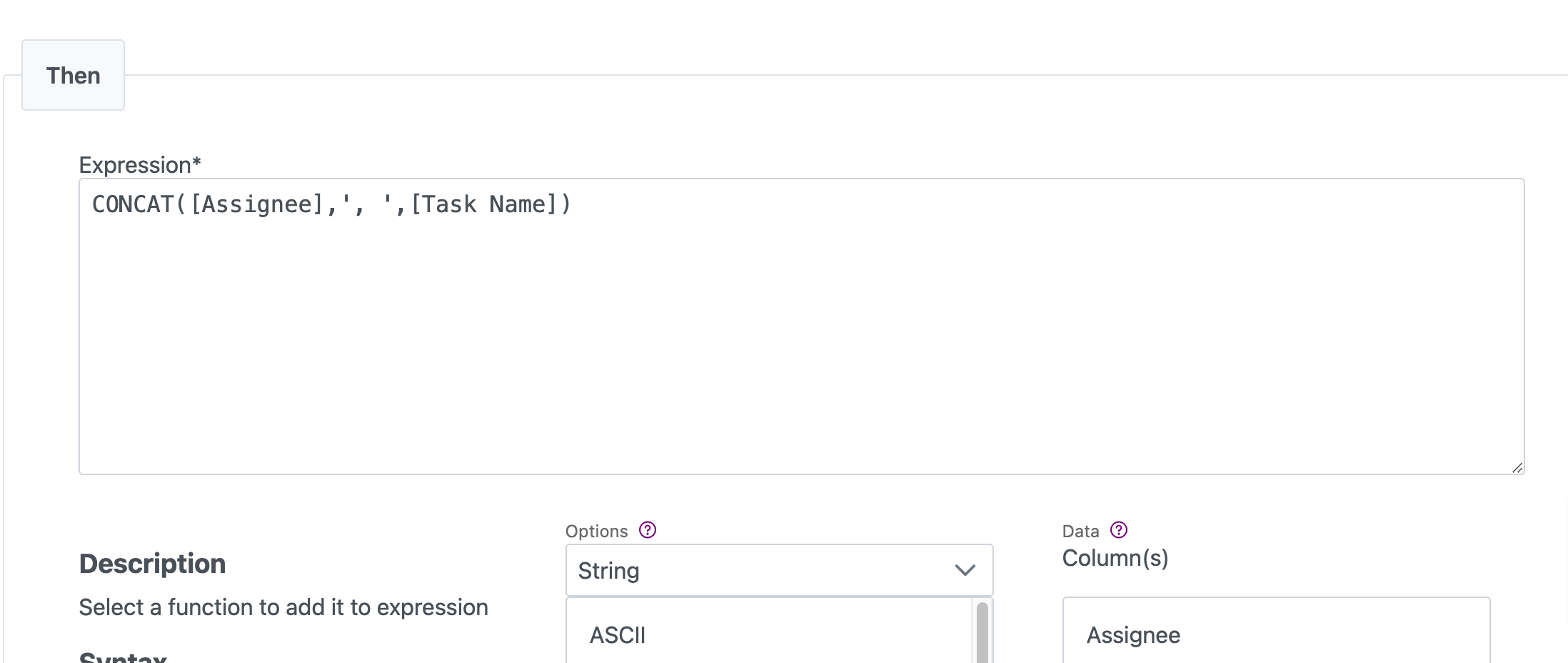Example THEN Statement 1