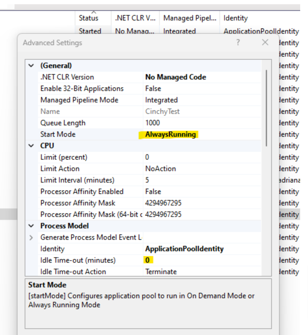 IIS Settings